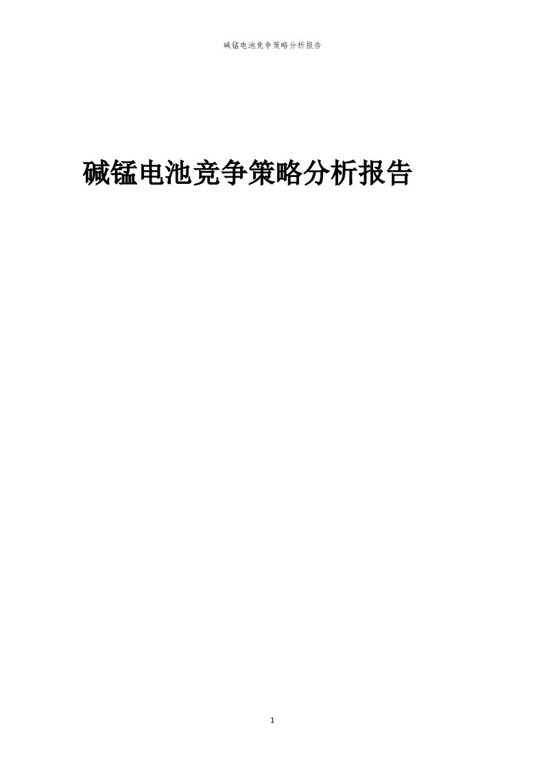 碱锰电池竞争策略分析报告