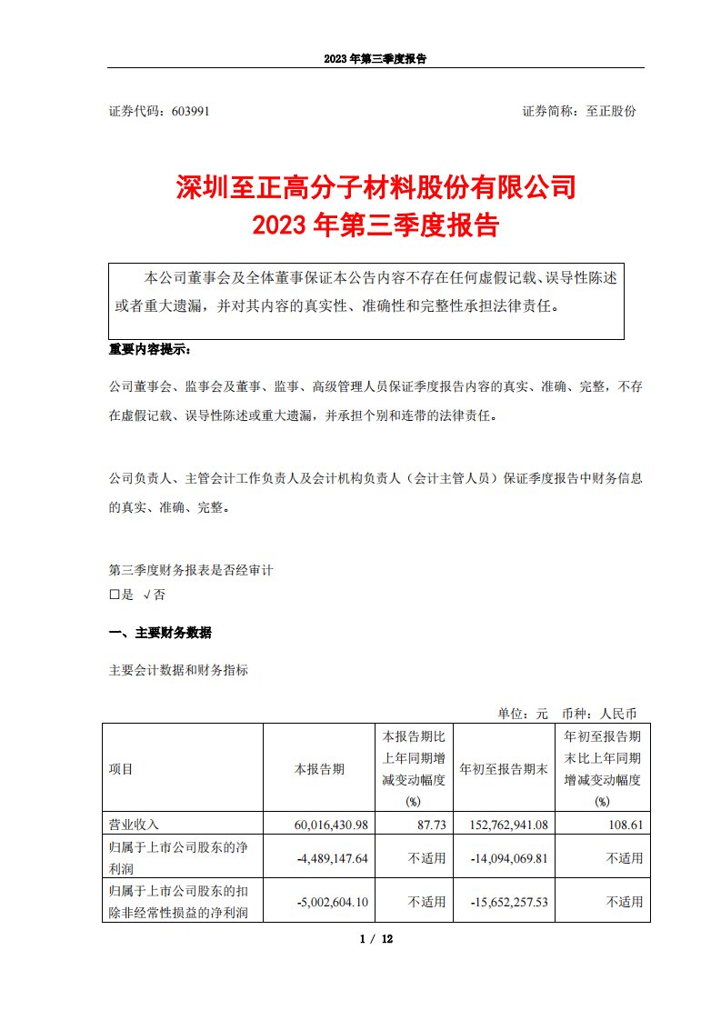 上交所-至正股份2023年第三季度报告-20231025