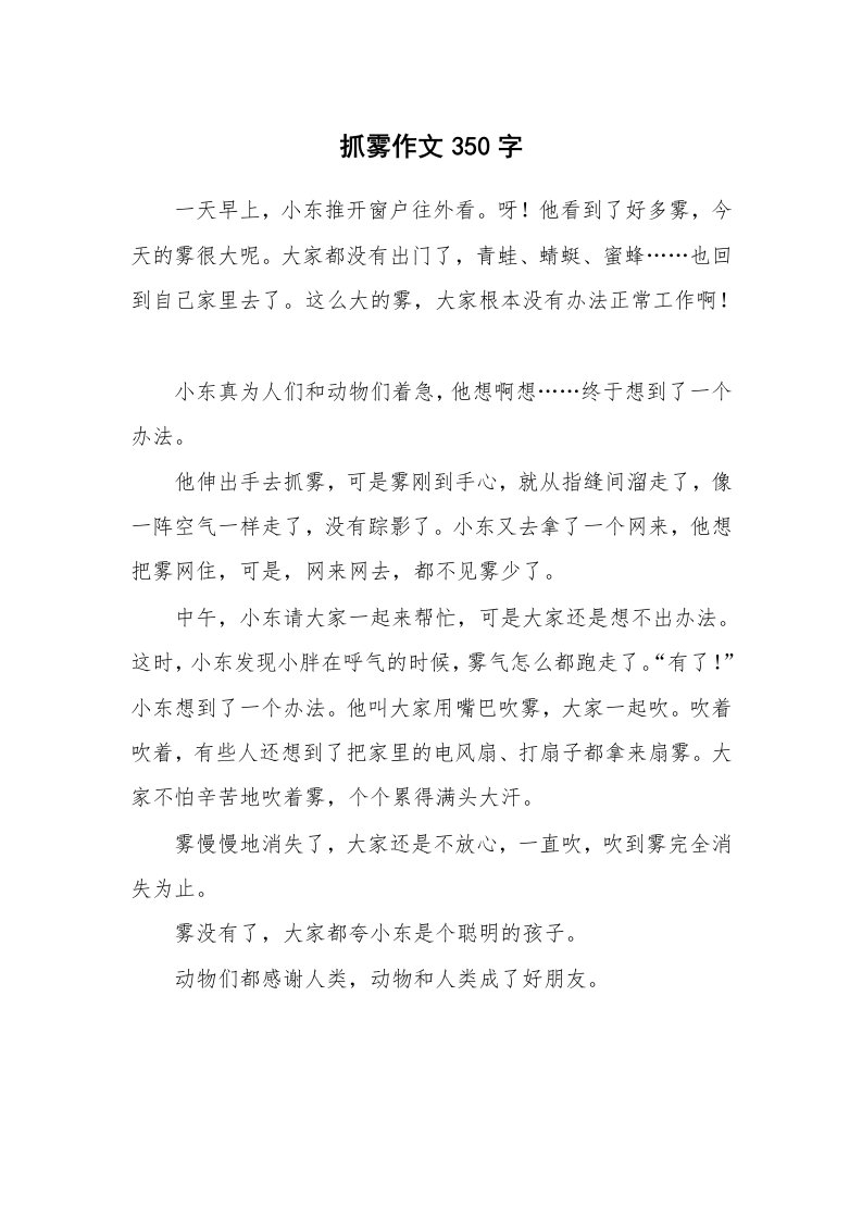 抓雾作文350字