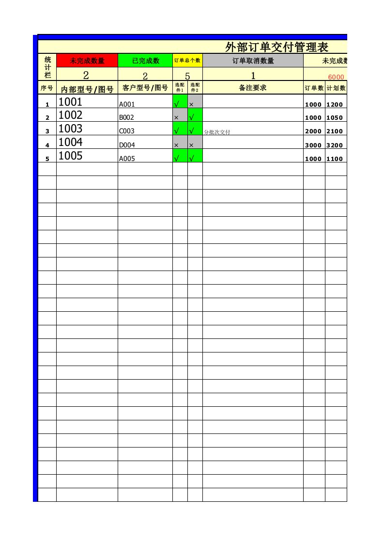 表格模板-外部订单管理表