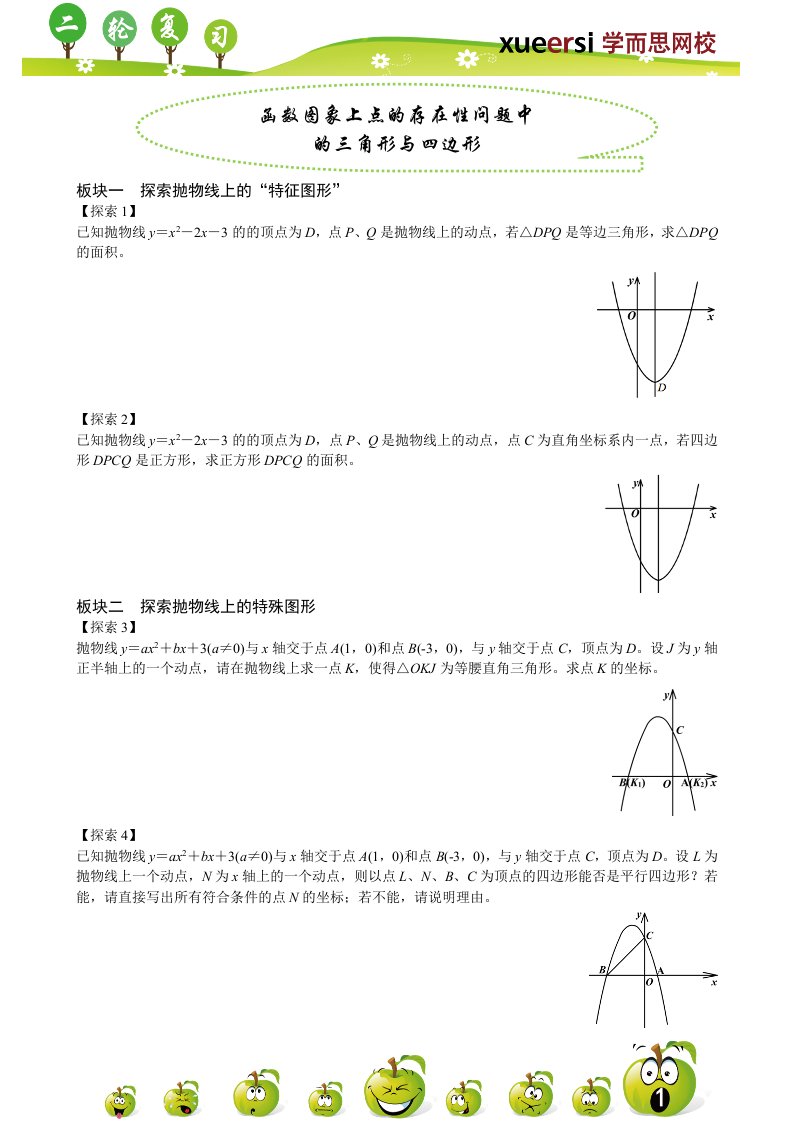 存在性问题中的三角形与四边形(常考知识点精析)