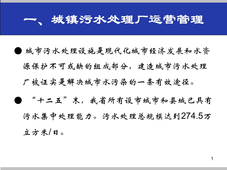 城镇污水处理厂运营管理及提标改造