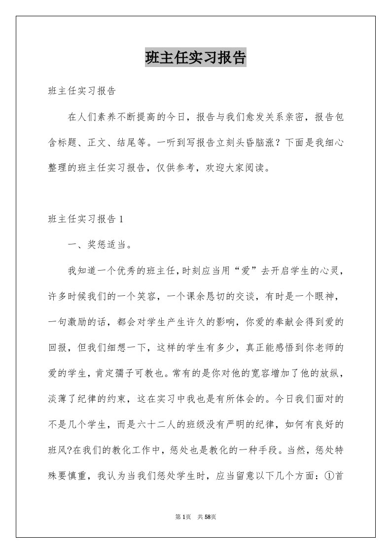 班主任实习报告例文