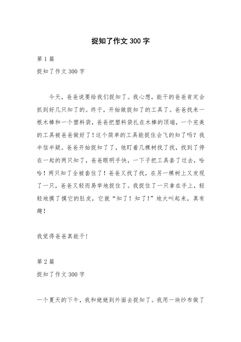 捉知了作文300字