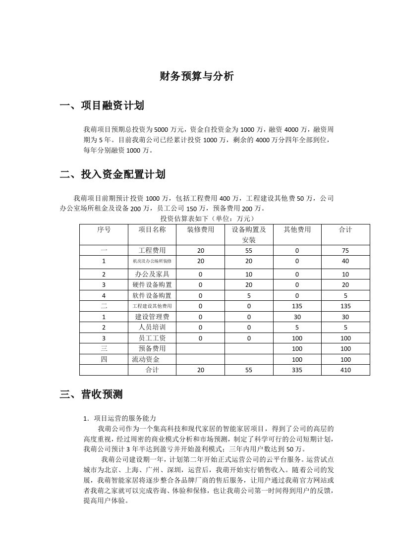 财务预算与分析