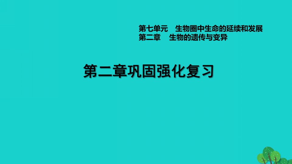 2022八年级生物下册第七单元生物圈中生命的延续和发展第二章生物的遗传和变异巩固强化复习习题课件新版新人教版