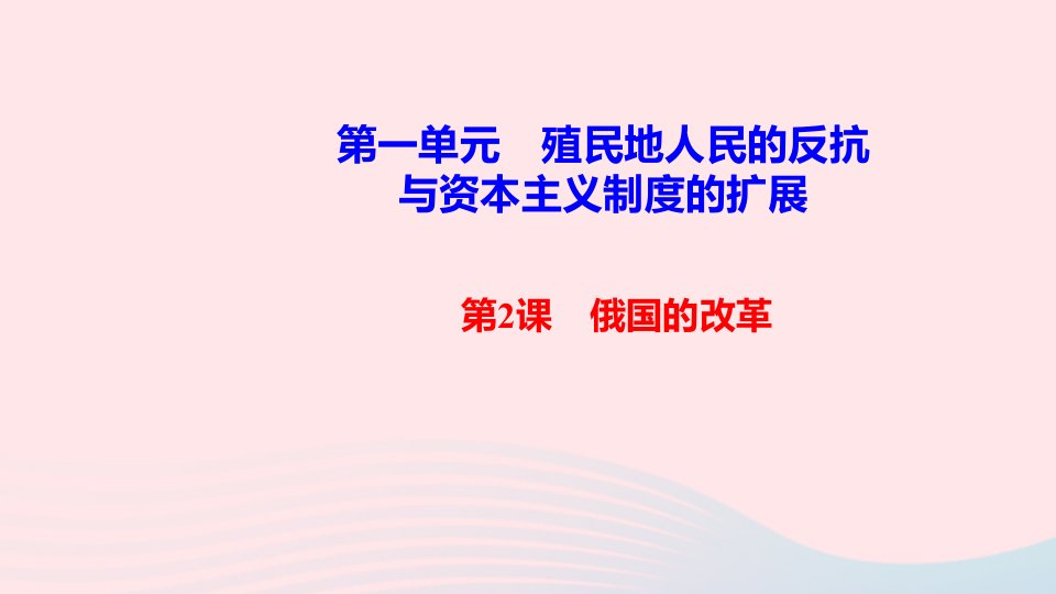 九年级历史下册第一单元殖民地人民的反抗与资本主义制度的扩展第2课俄国的改革作业课件新人教版