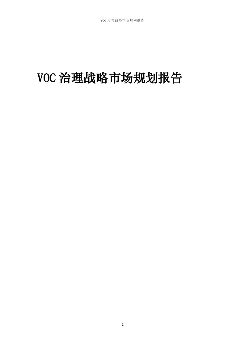 VOC治理战略市场规划报告