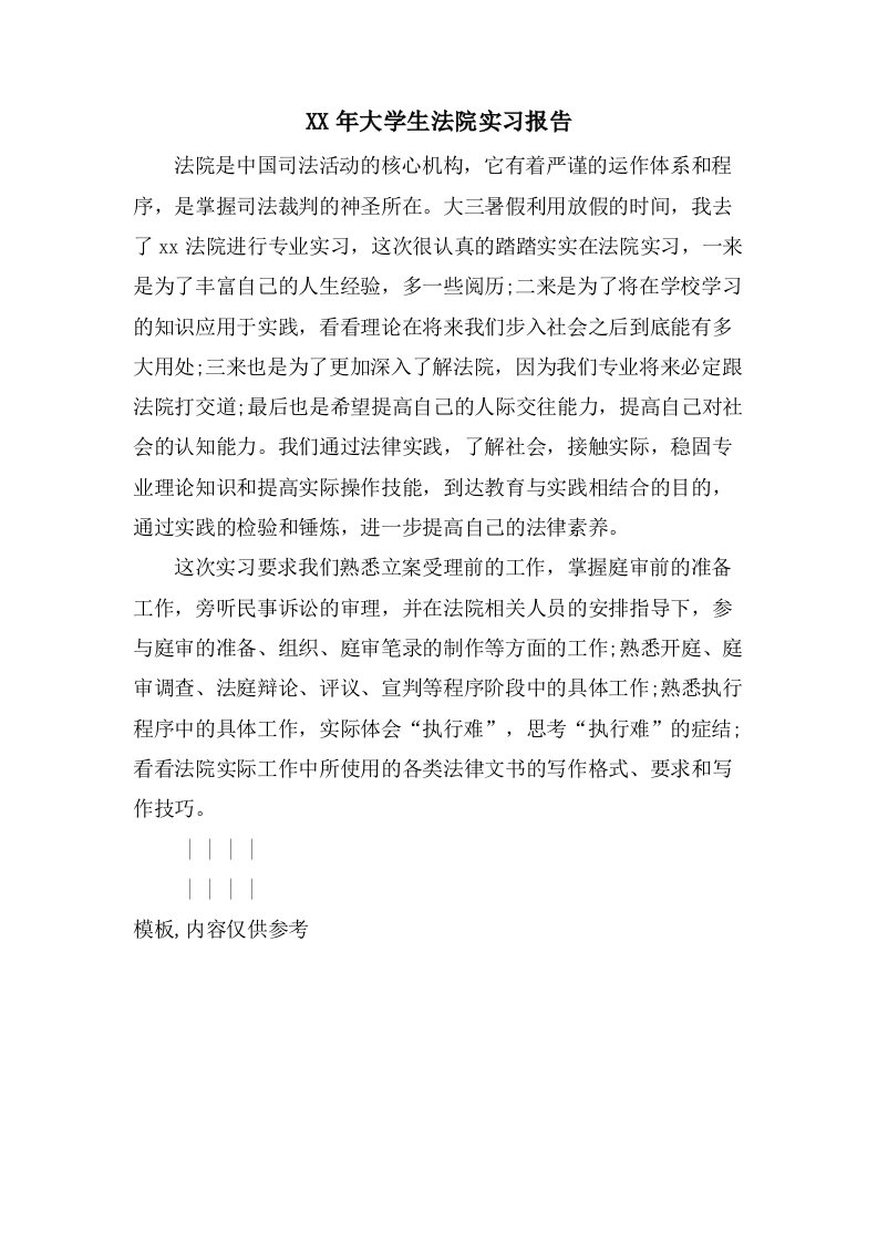 大学生法院实习报告