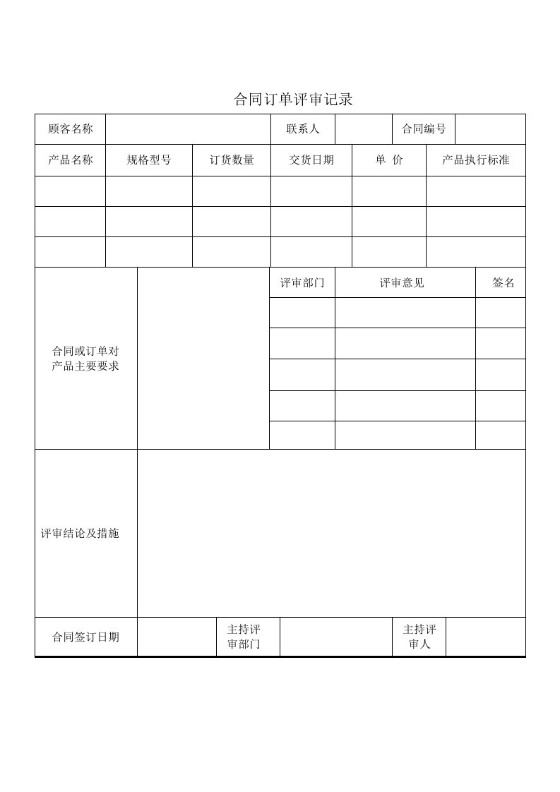 QR7-2-02合同订单评审记录