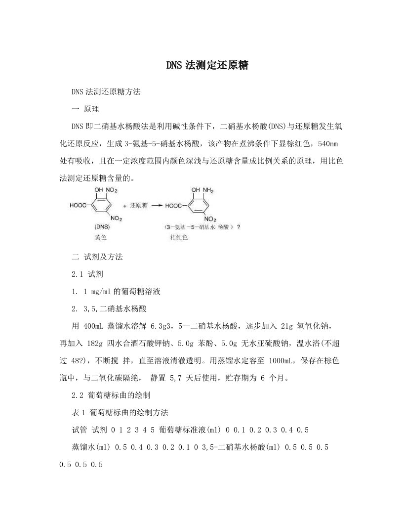 DNS法测定还原糖