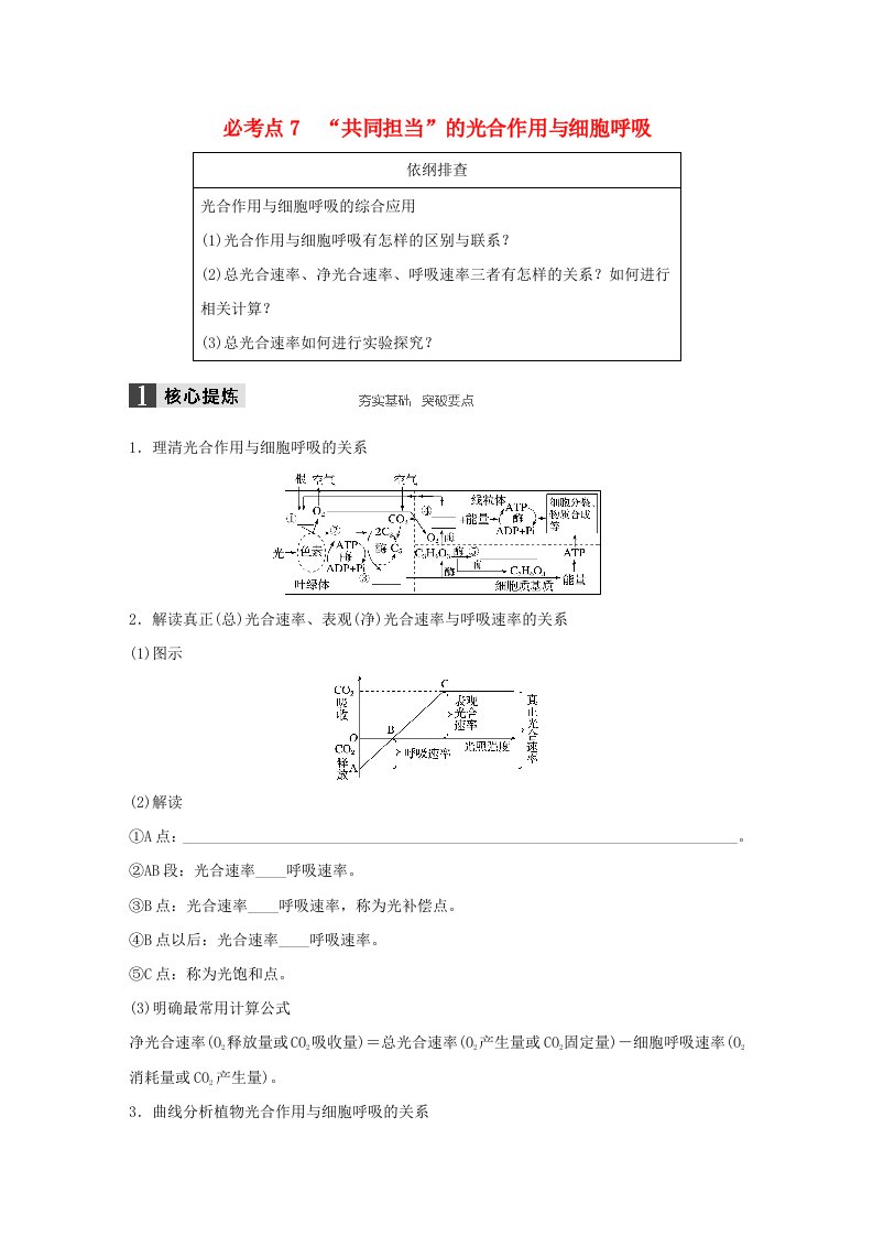 全国专用2016版高考生物大二轮总复习增分策略专题二必考点7“共同担当”的光合作用与细胞呼吸试题