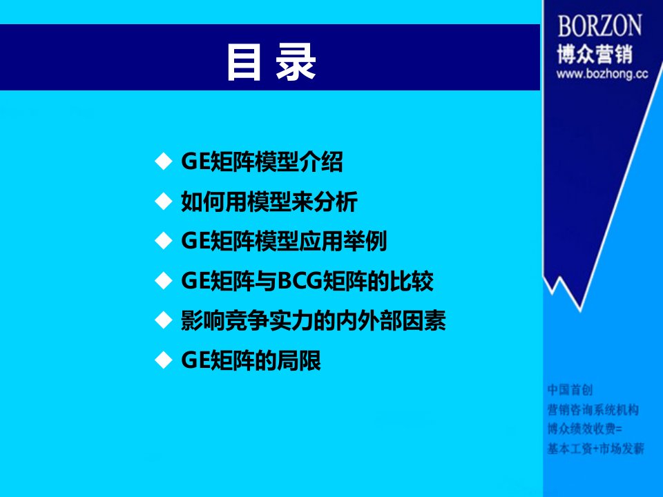 最新咨询师知识GE矩阵PPT课件