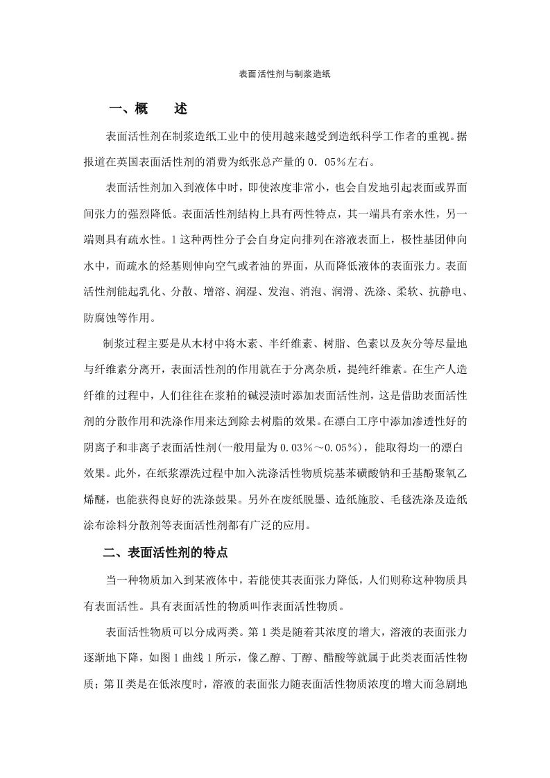 表面活性剂与制浆造纸