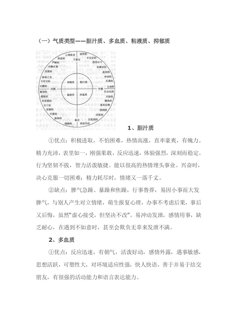 气质类型分析及孩子教育