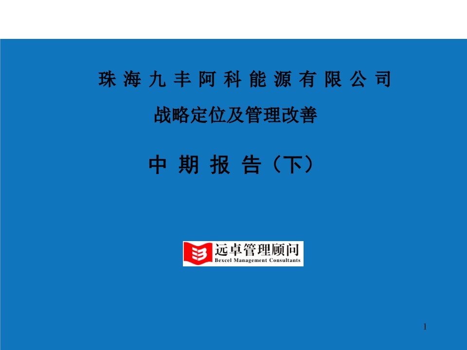 战略管理-远卓珠海九丰战略定位及管理改善中期报告下