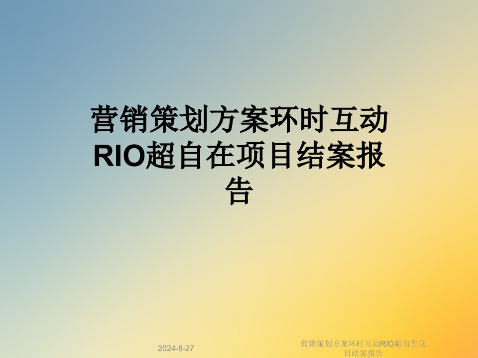 营销策划方案环时互动RIO超自在项目结案报告课件