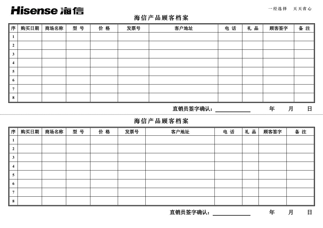 海信产品顾客档案