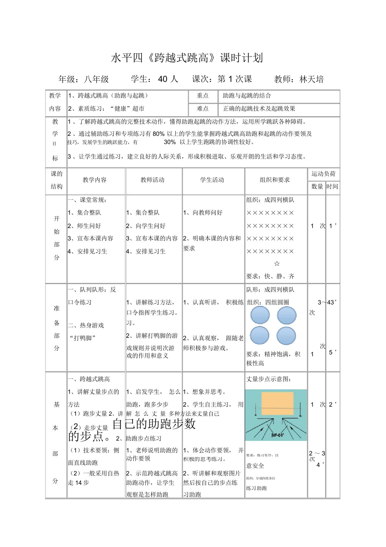 水平四《跨越式跳高》教案(公开课)