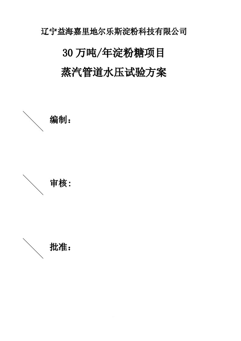 蒸汽管水压试验施工方案