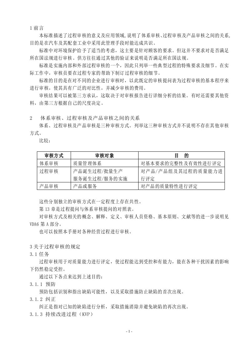 VDA6.3----过程审核,VDA6.5产品审核,内审检查表