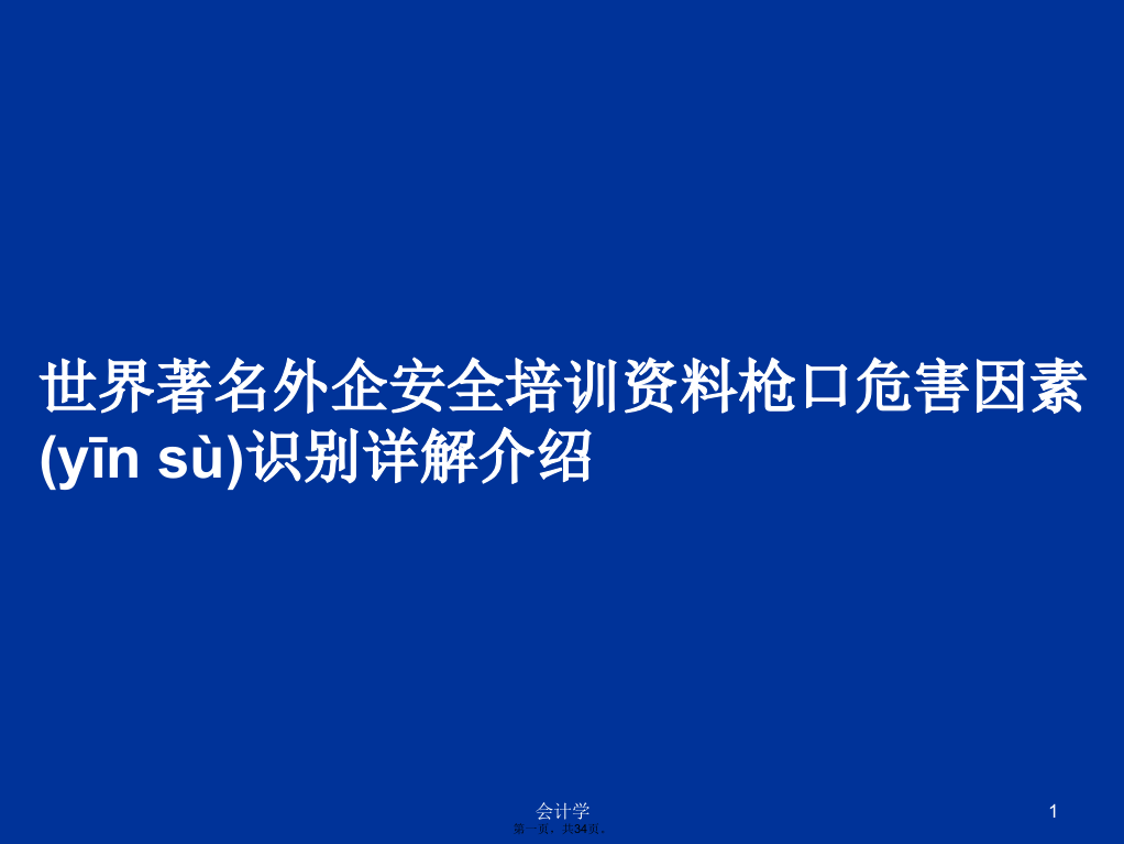 世界著名外企安全培训资料枪口危害因素识别详解介绍