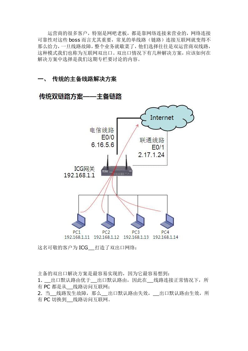 互联网双出口解决方案