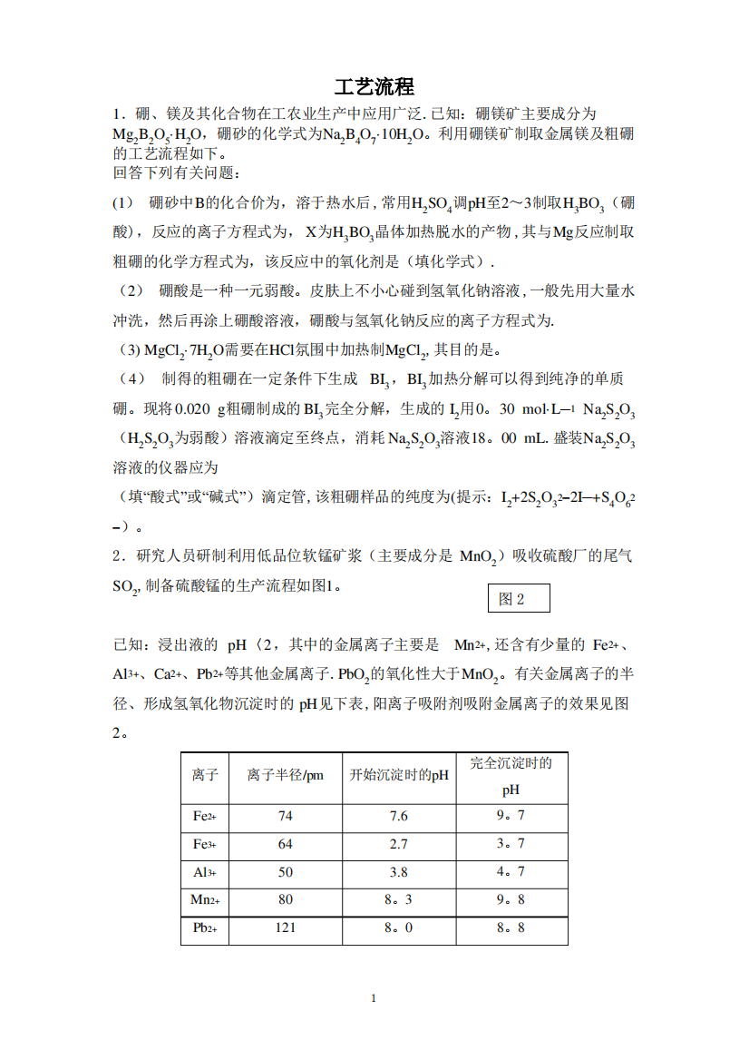 综合训练___工艺流程