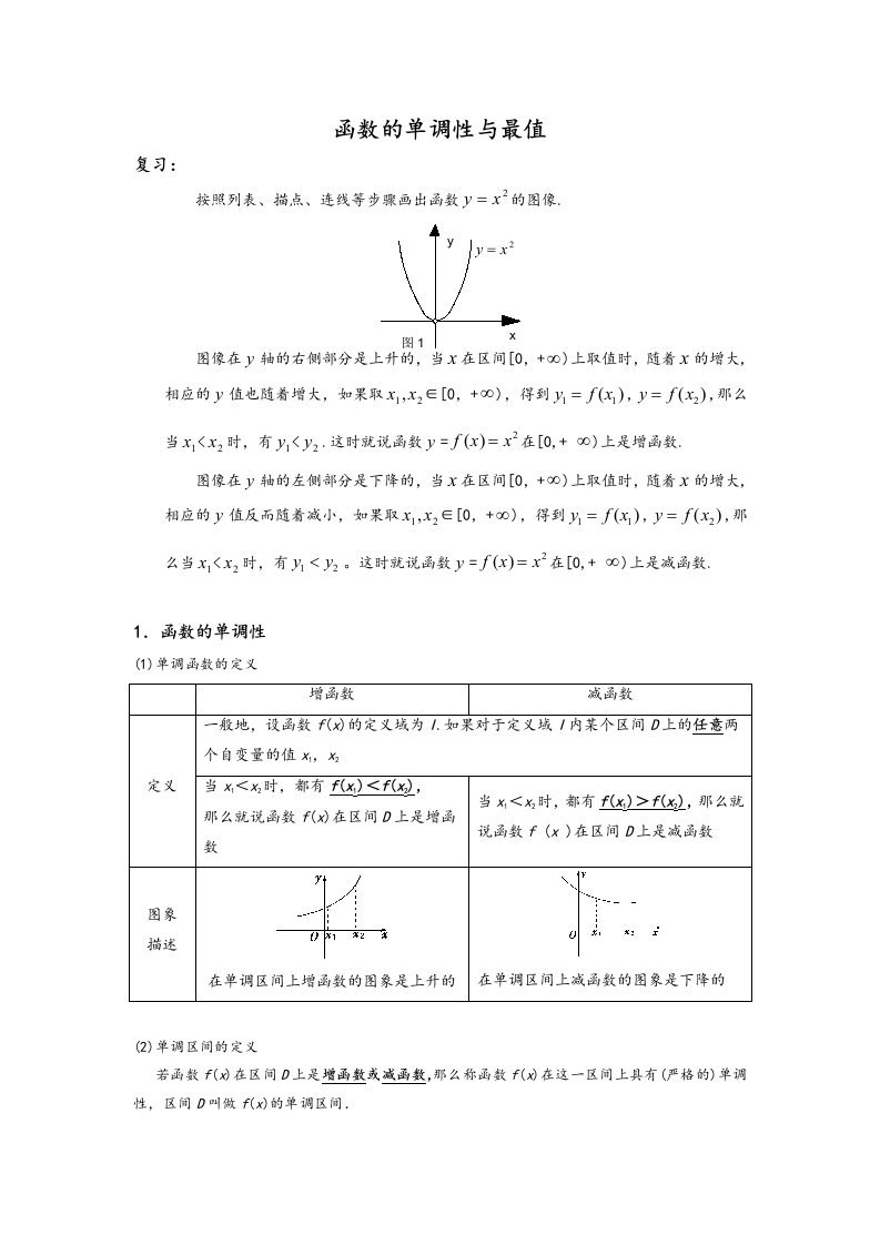 函数的单调性与求函数的最值