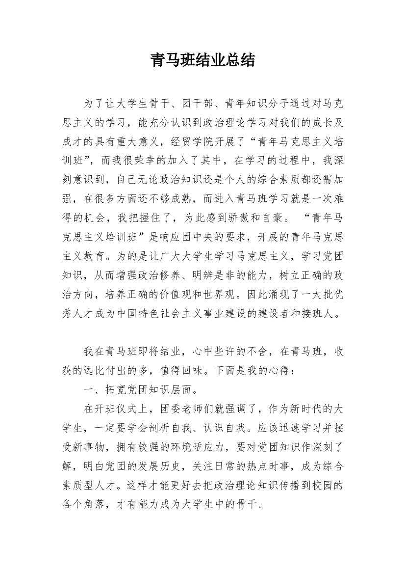 青马班结业总结