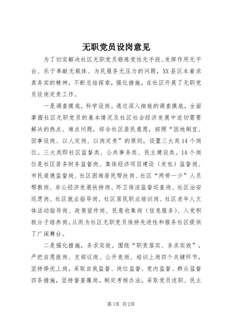 6无职党员设岗意见