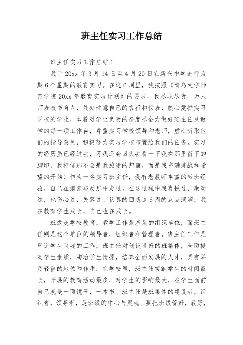 班主任实习工作总结_1