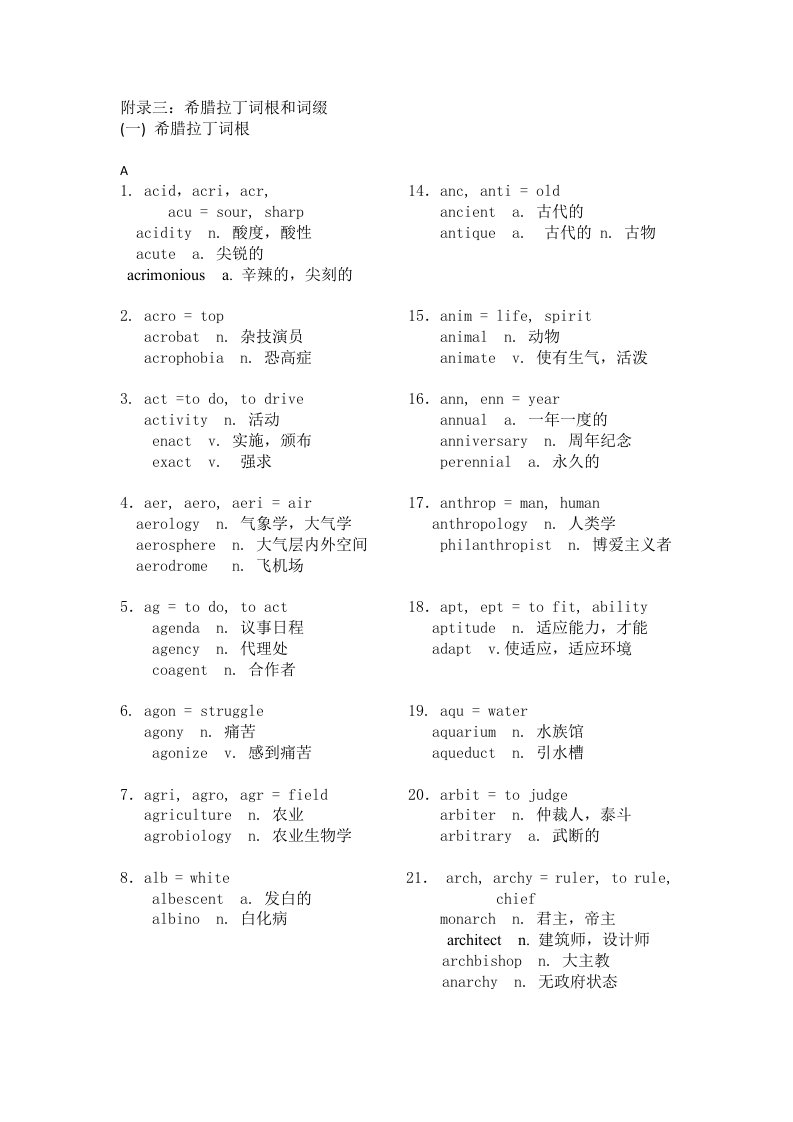 英文中的希腊罗马词根词缀电子版-北大