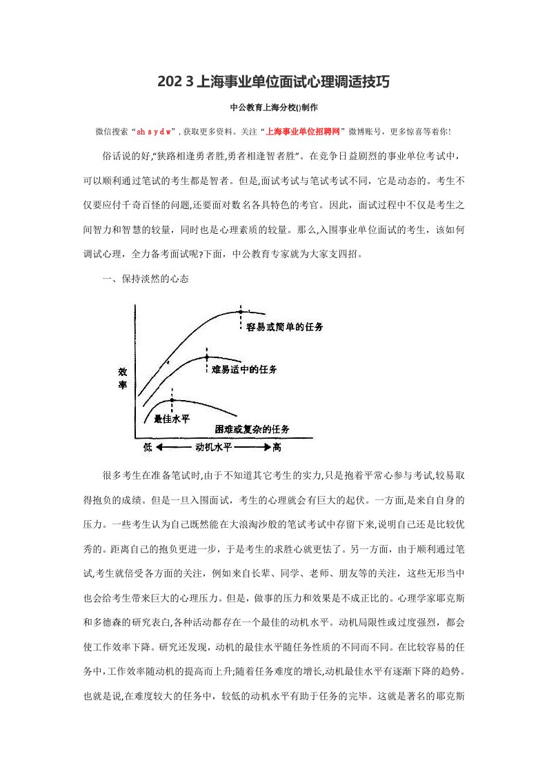 2023年上海事业单位面试心理调适技巧