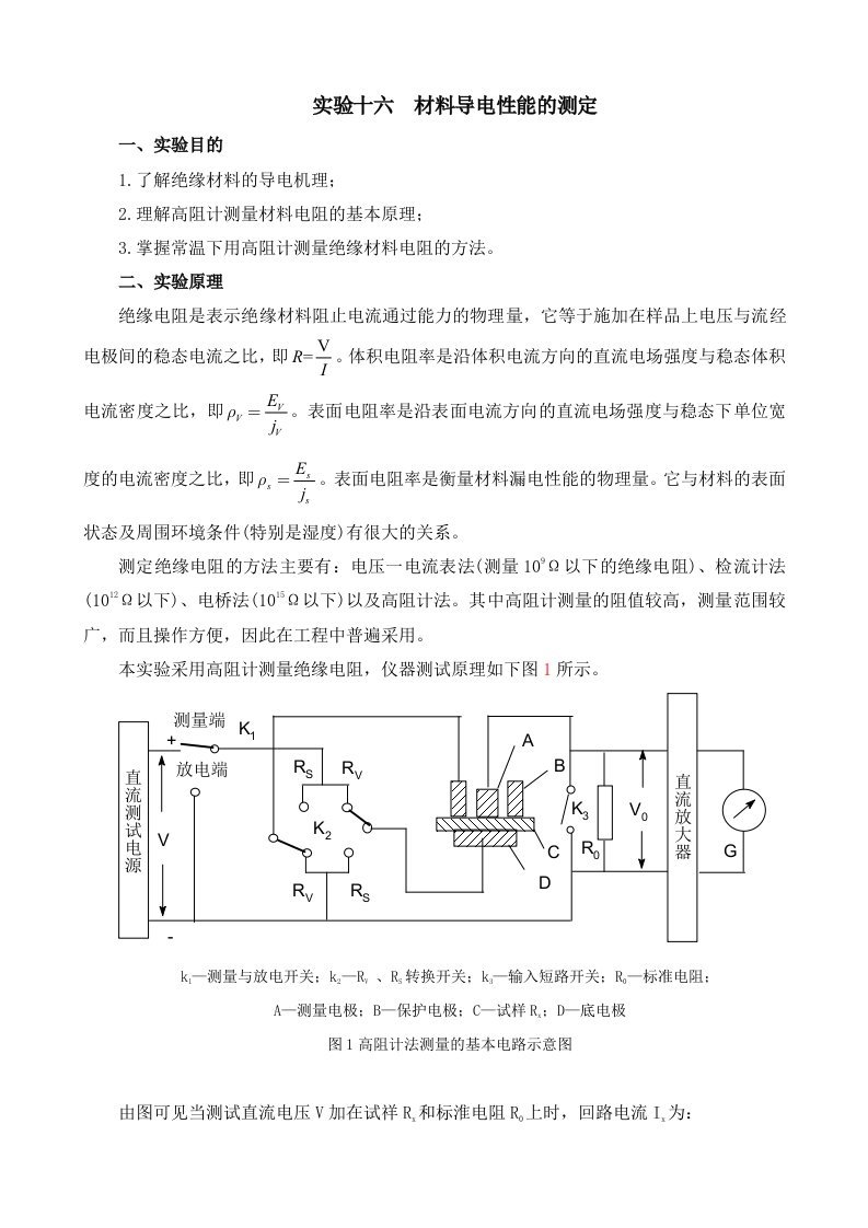 实验讲义十六材料导电性能的测定