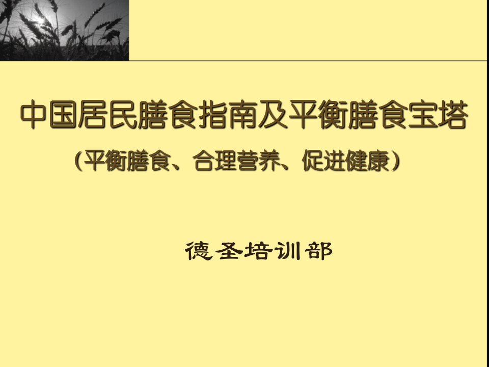 中国居民膳食指南及平衡膳食宝塔教学幻灯片