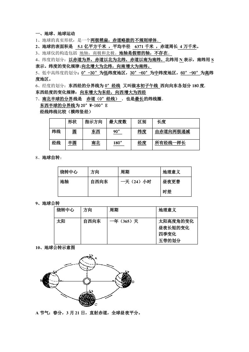 广东人民出版社版-七年地理上册全册复习提纲