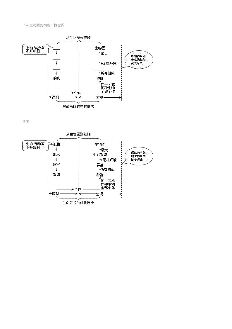 生物科技-从生物圈到细胞概念图