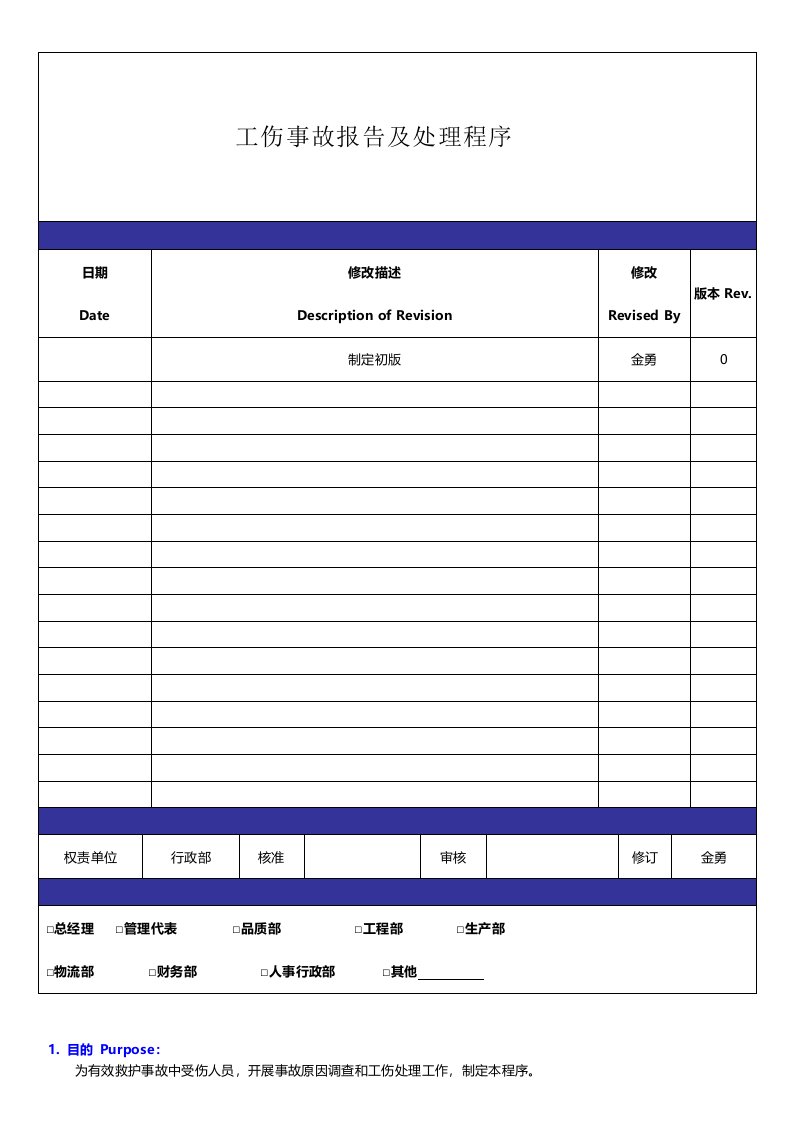 工伤事故报告及处理程序