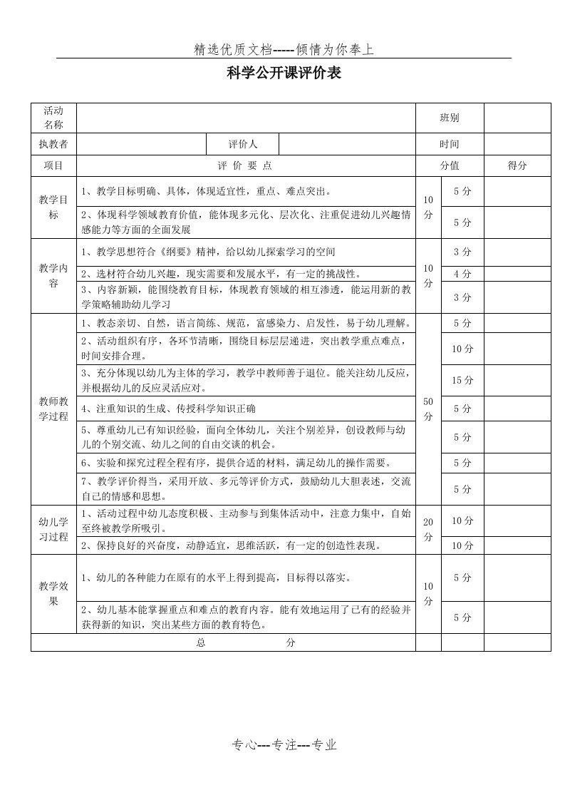 科学公开课评价表(共1页)