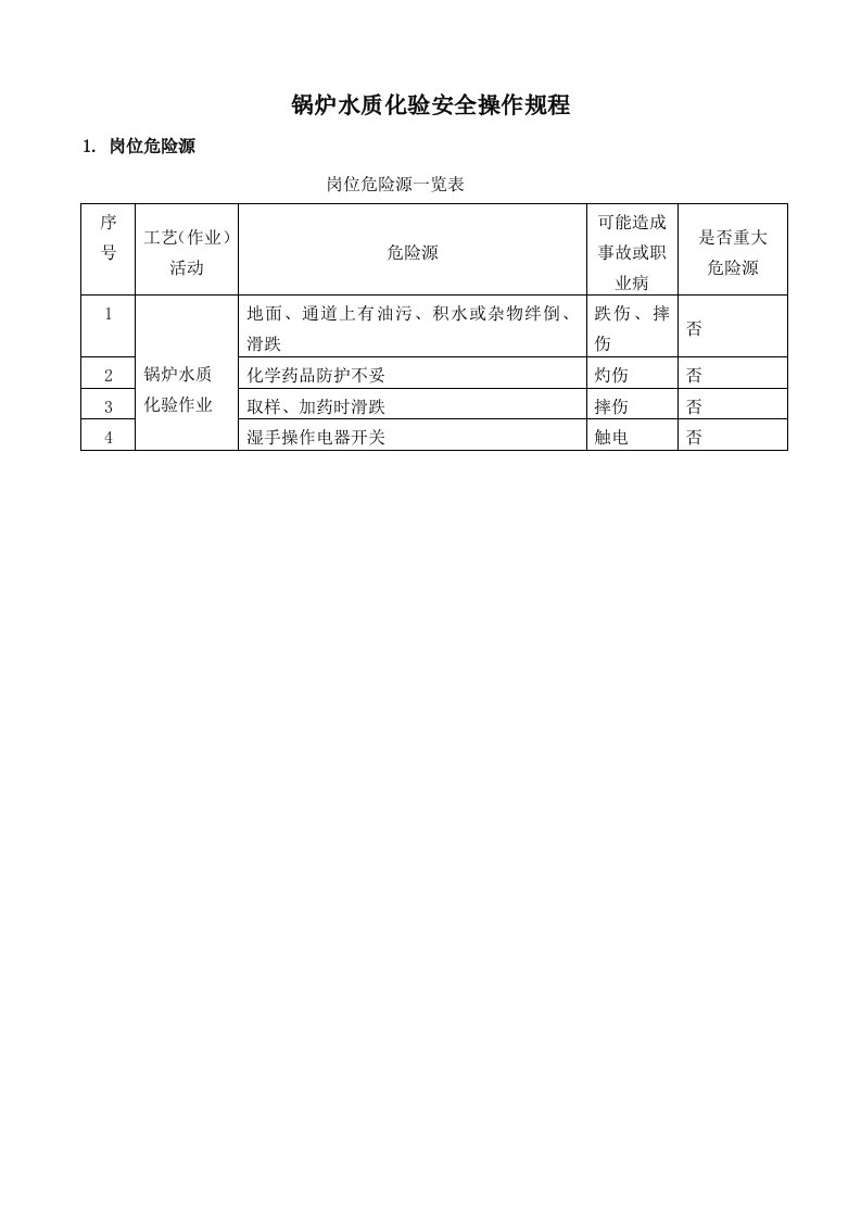 锅炉水质化验操作规程