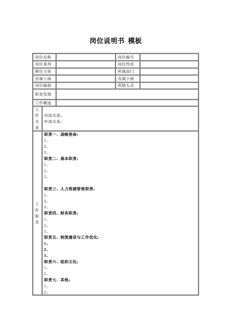 岗位职责-岗位说明书52