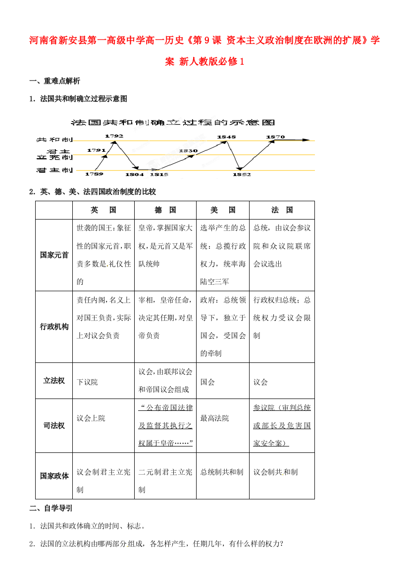 河南省新安县第一高级中学高中历史《第9课