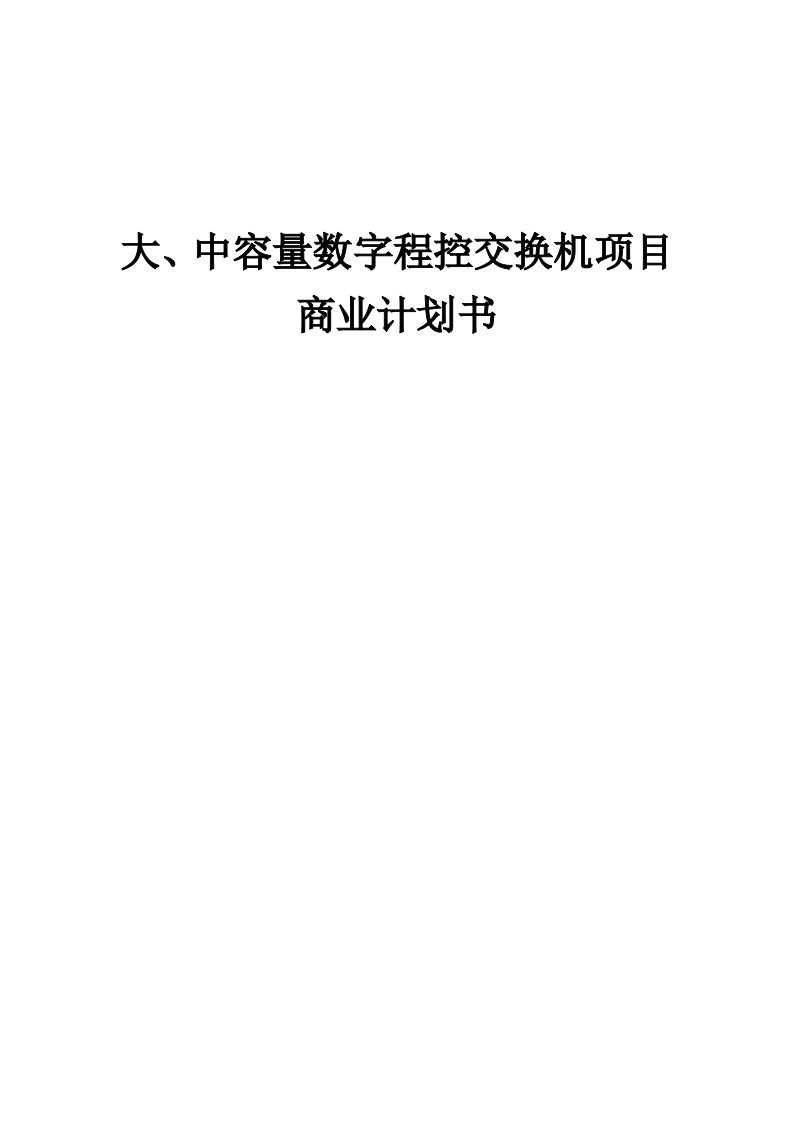 大、中容量数字程控交换机项目商业计划书