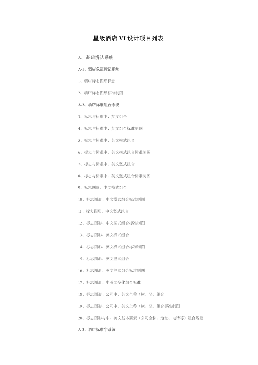 酒店VI基础设计系统清单