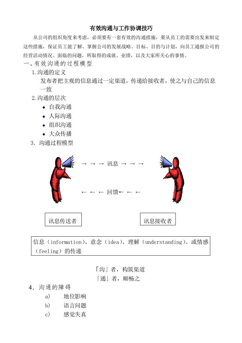 公司的有效沟通与工作协调技巧综述