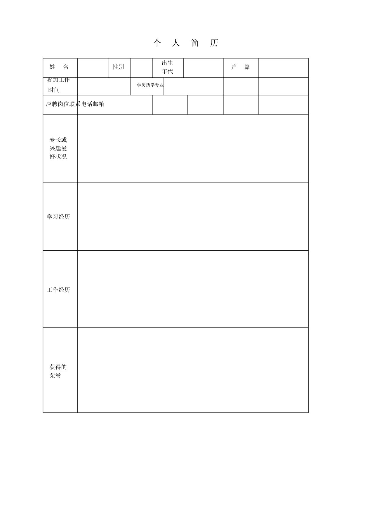 【精品文档】大学生毕业应聘个人求职简历模板全套