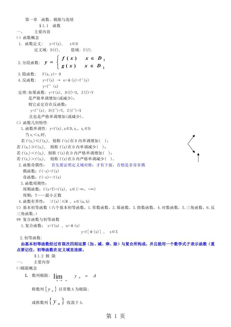 成考专升本高等数学(二)复习资料修改资料