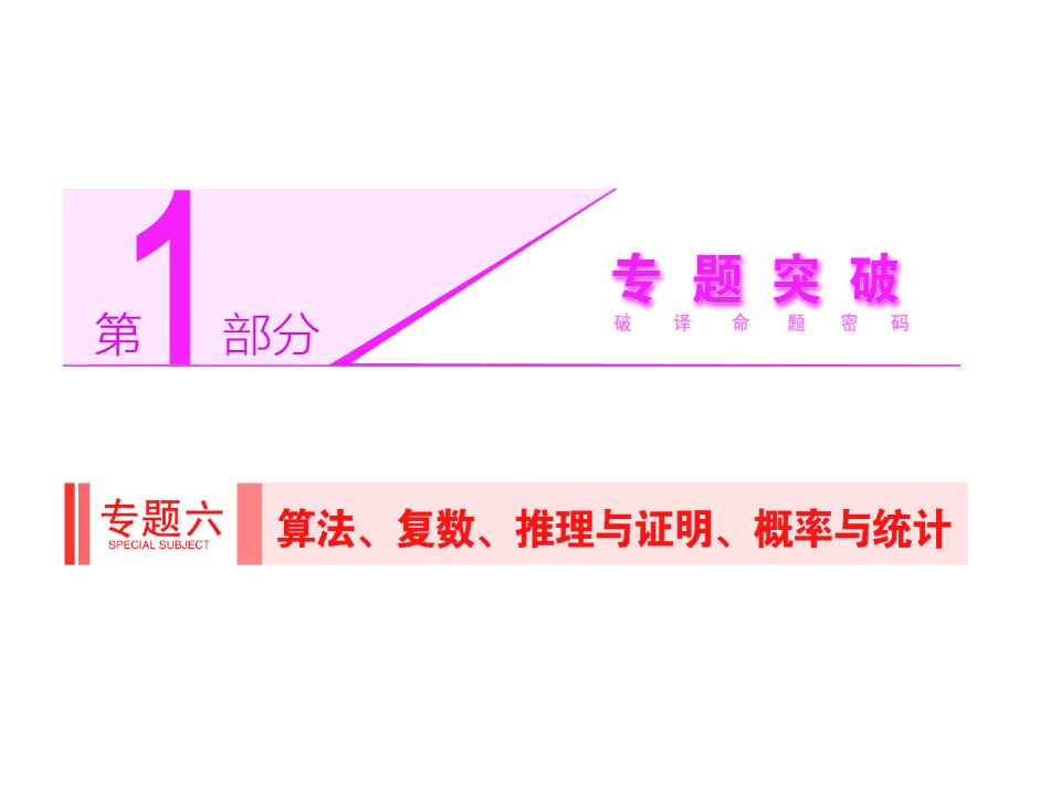 高考数学(文)二轮专题突破课件第1部分专题6第1讲算法复数推理与证明