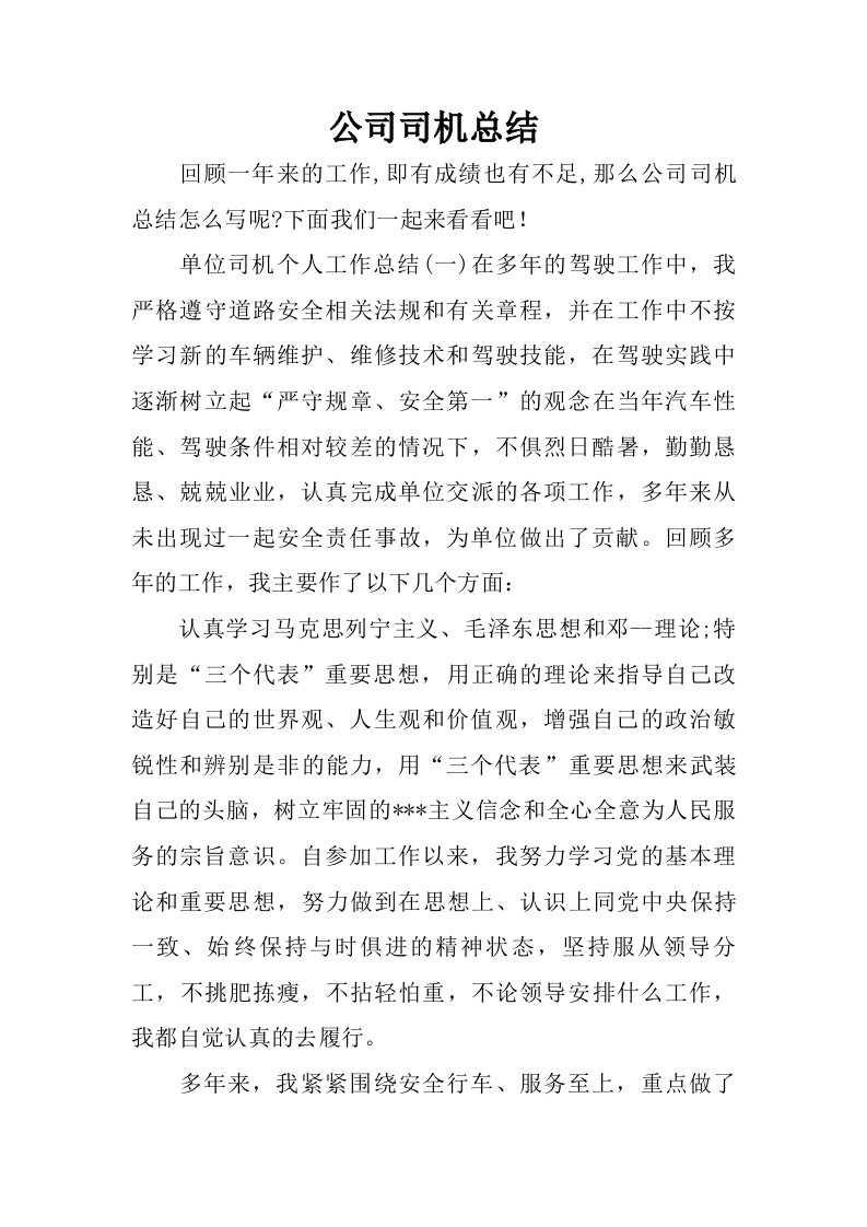 公司司机总结.doc